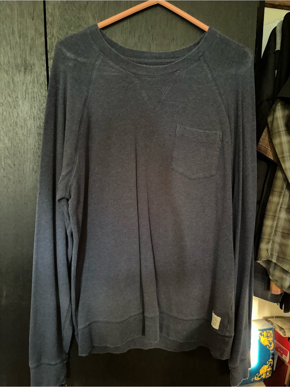 Lucky Brand Men's Navy Long-Sleeve Pocket Crew Sweatshirt